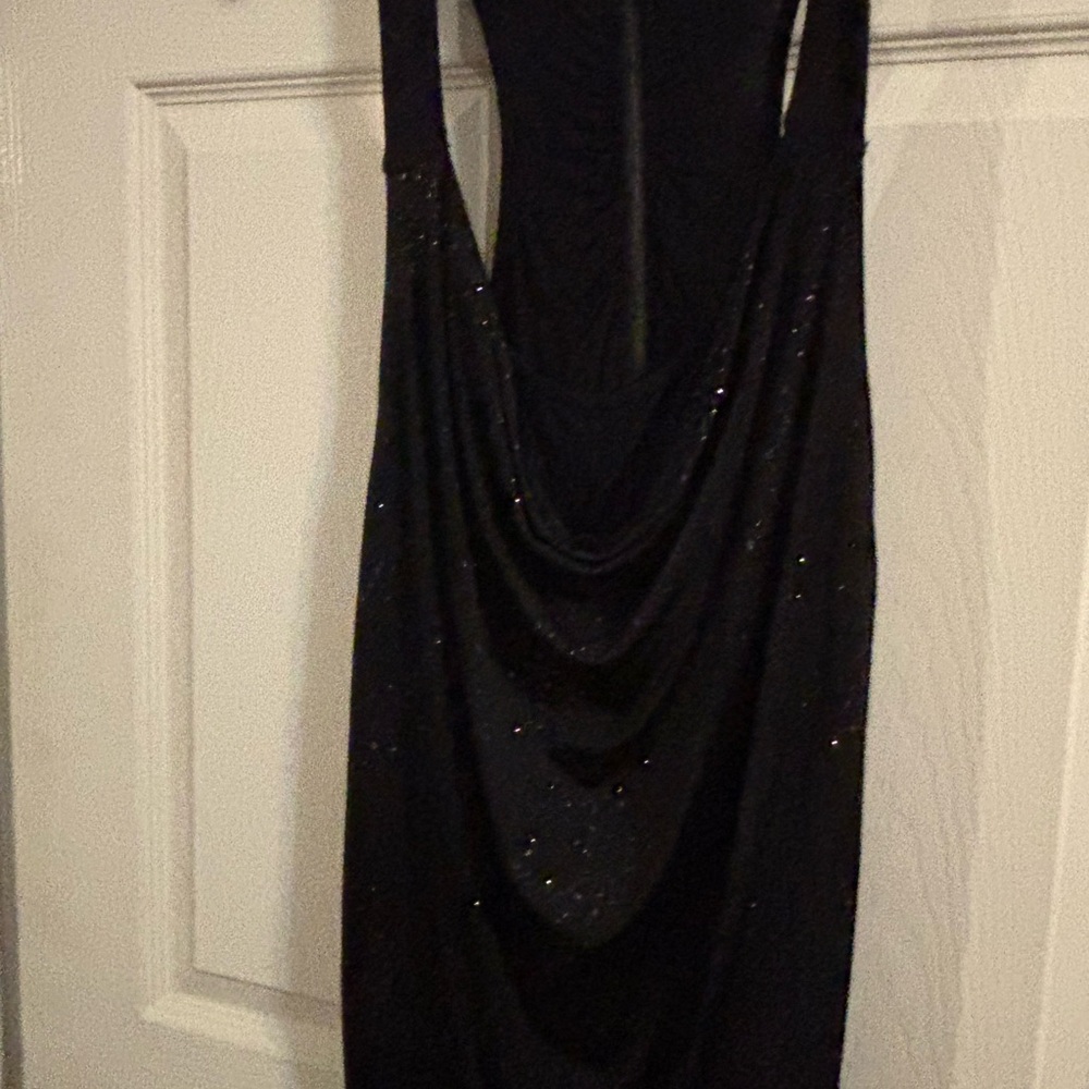 Rock & Republic Black Glitter Draped Top